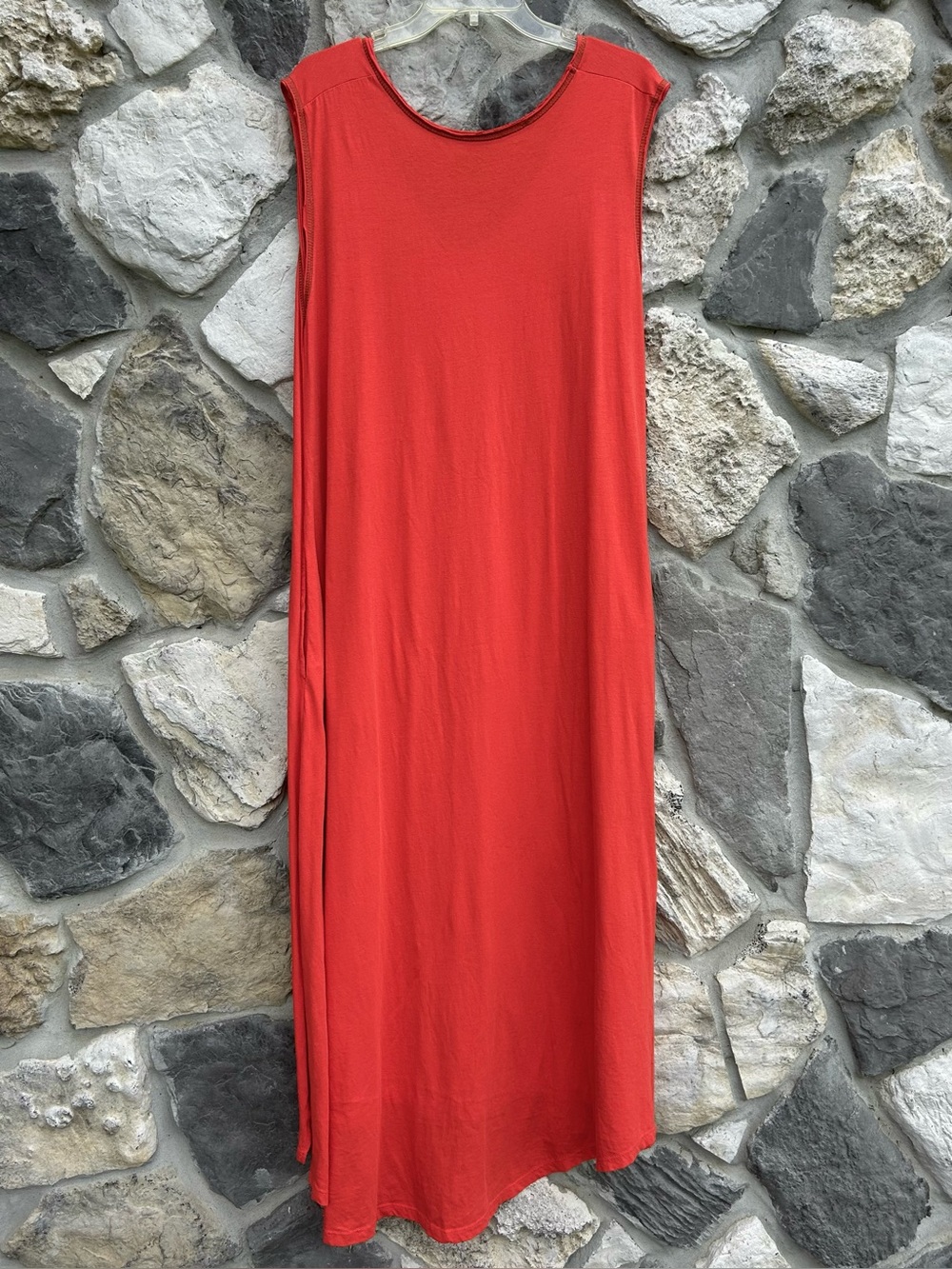 Natural Life Maxi Dress Size L/XL Orange 100% Cotton Boho Gypsy Casual Pockets - Picture 2 of 5